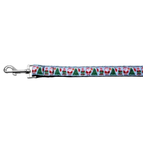 Aqua Santa Nylon Ribbon Dog Collars & Leashes - Christmas