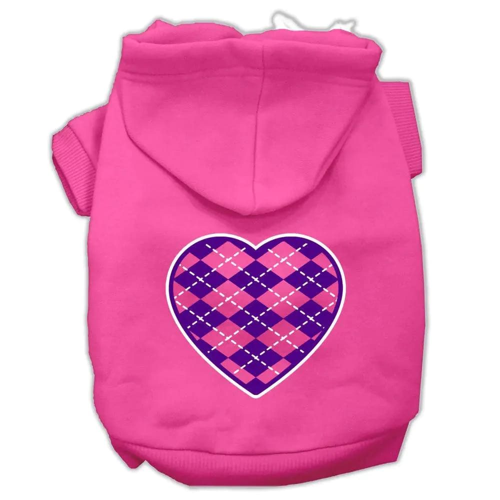 Argyle Purple Heart Screen Print Pet Hoodies - Screen Print