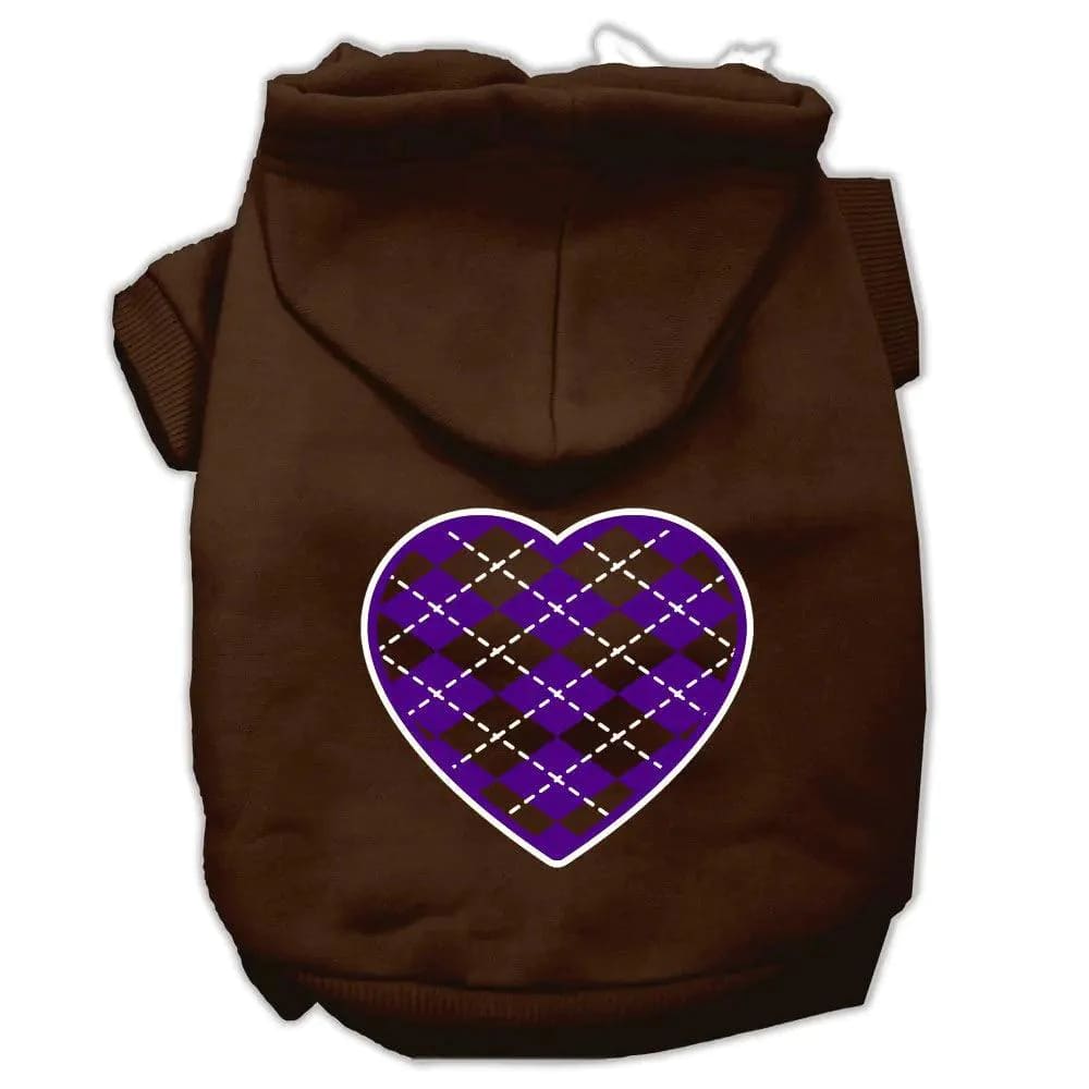 Argyle Purple Heart Screen Print Pet Hoodies - Screen Print