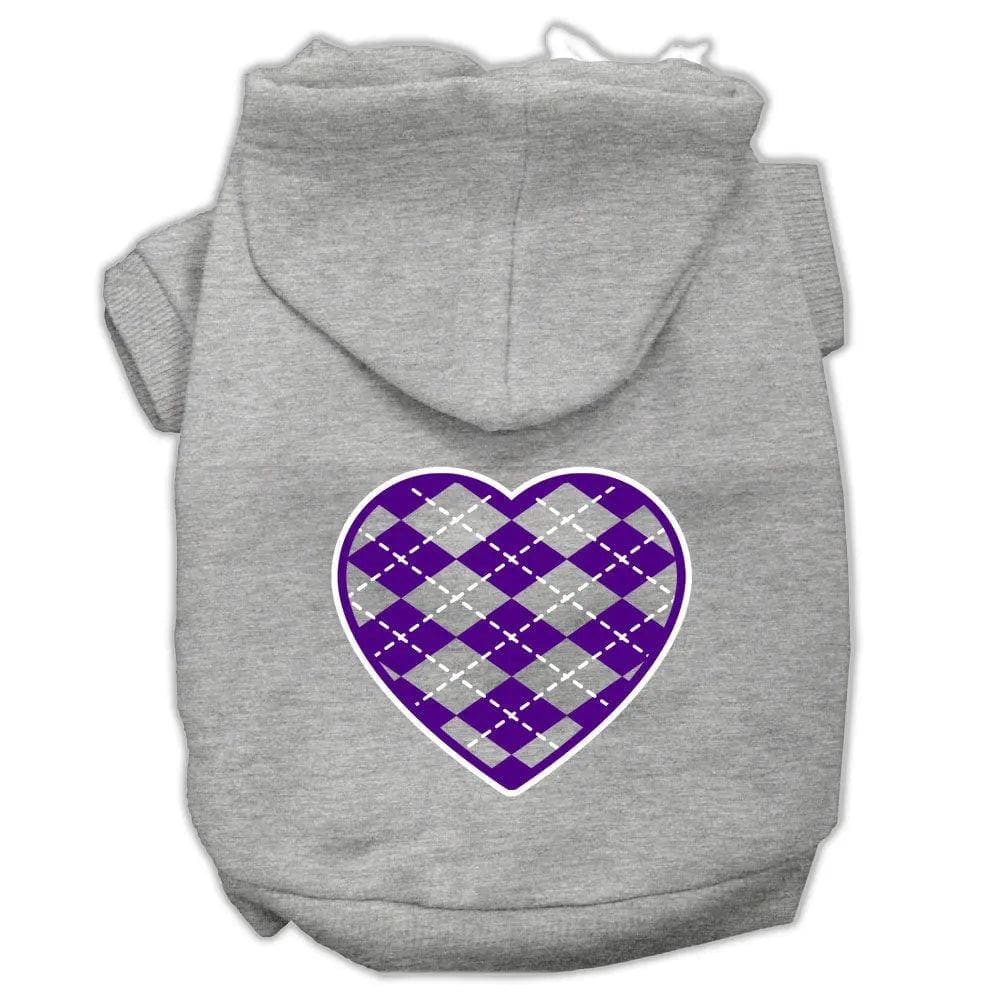 Argyle Purple Heart Screen Print Pet Hoodies - Screen Print