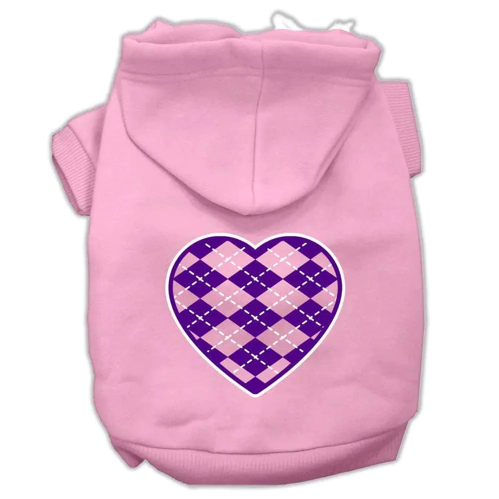 Argyle Purple Heart Screen Print Pet Hoodies - Screen Print