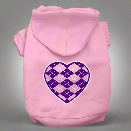 Argyle Purple Heart Pet Hoodies - Pet Hoodies