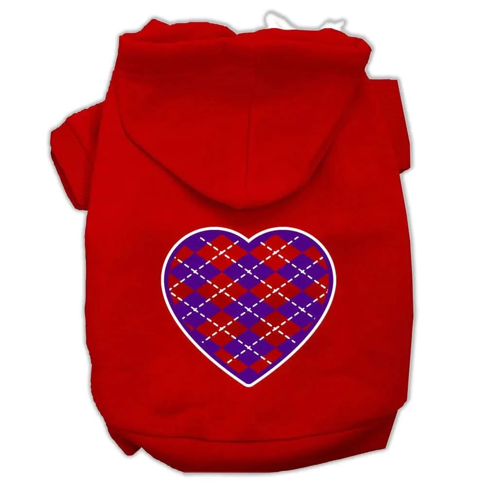 Argyle Purple Heart Screen Print Pet Hoodies - Screen Print