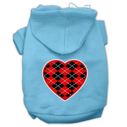 Argyle Red Heart Screen Print Pet Hoodies - Screen Print