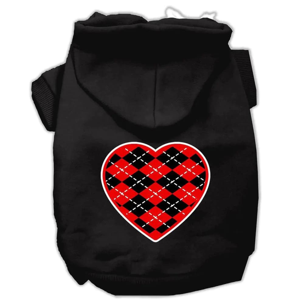 Argyle Red Heart Screen Print Pet Hoodies - Screen Print