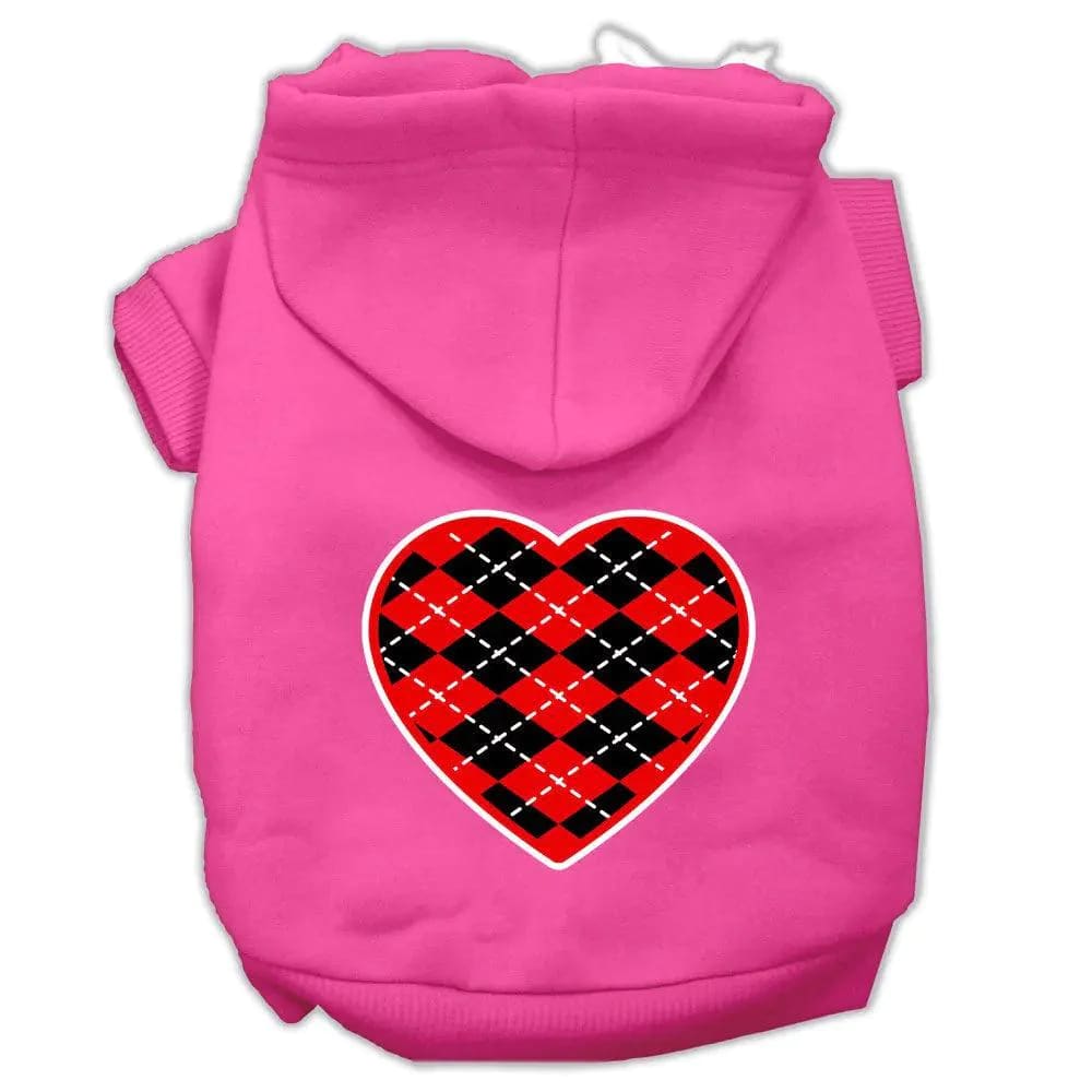 Argyle Red Heart Screen Print Pet Hoodies - Screen Print