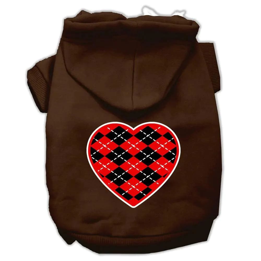 Argyle Red Heart Screen Print Pet Hoodies - Screen Print