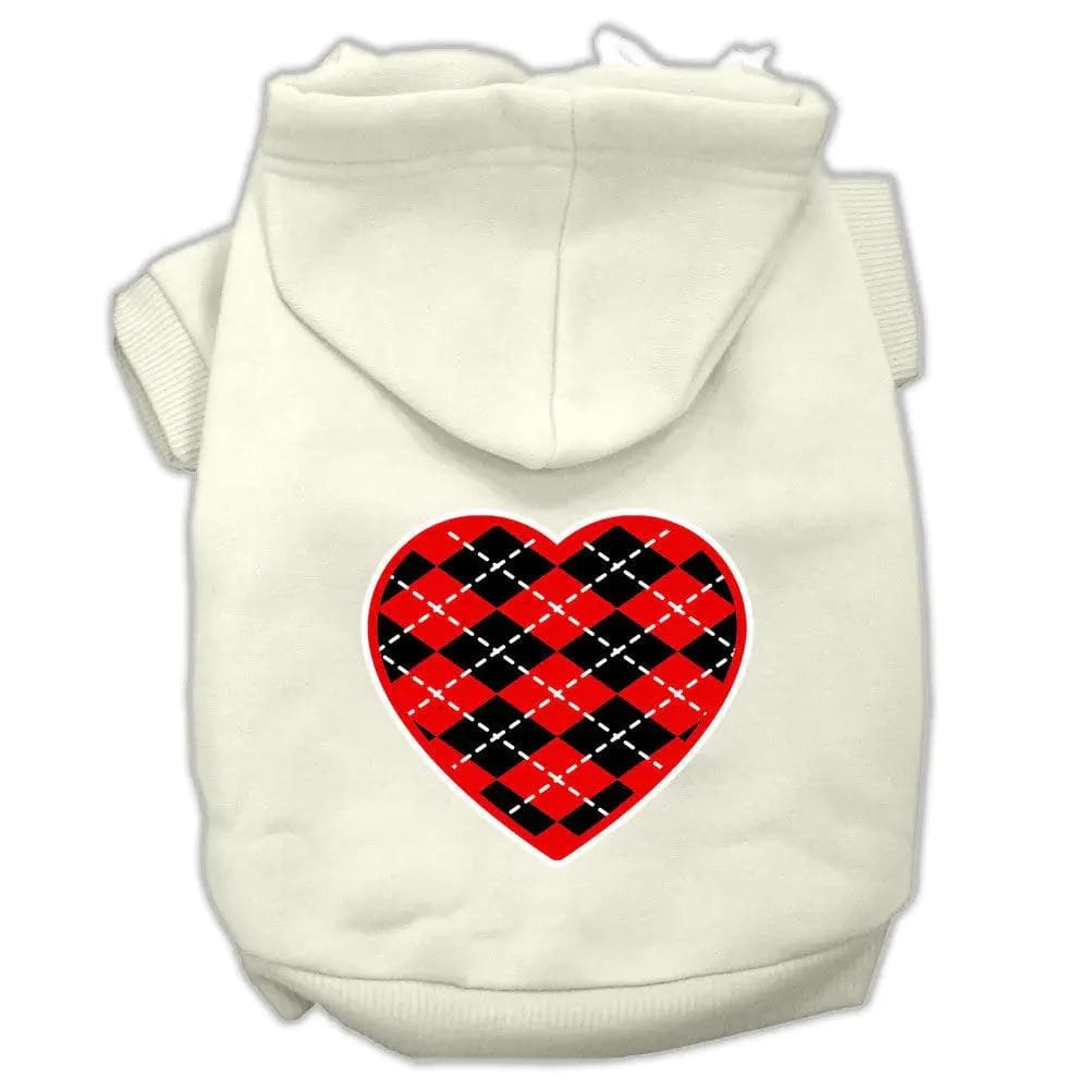 Argyle Red Heart Screen Print Pet Hoodies - Screen Print