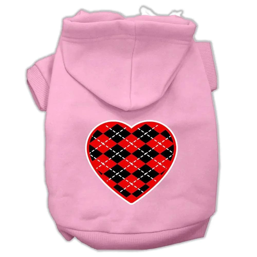 Argyle Red Heart Screen Print Pet Hoodies - Screen Print