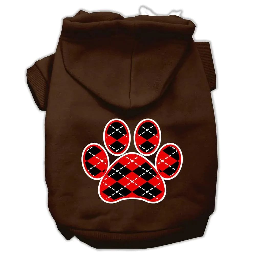 Argyle Red Paw Screen Print Pet Hoodies - Screen Print