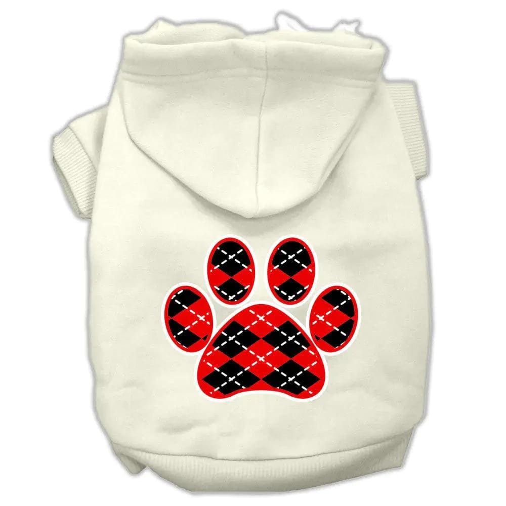 Argyle Red Paw Screen Print Pet Hoodies - Screen Print