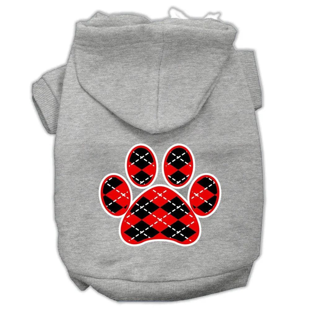 Argyle Red Paw Screen Print Pet Hoodies - Screen Print