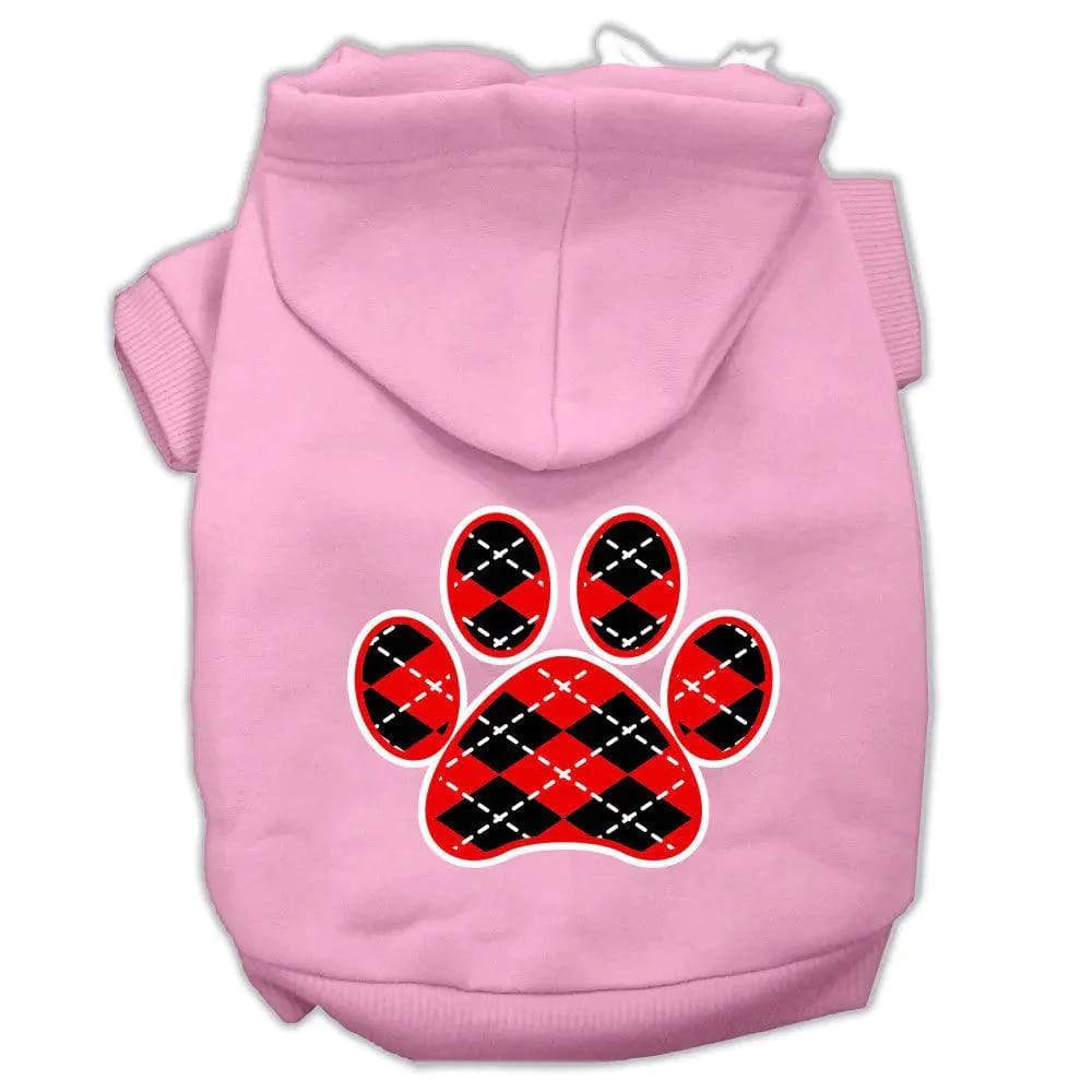 Argyle Red Paw Screen Print Pet Hoodies - Screen Print