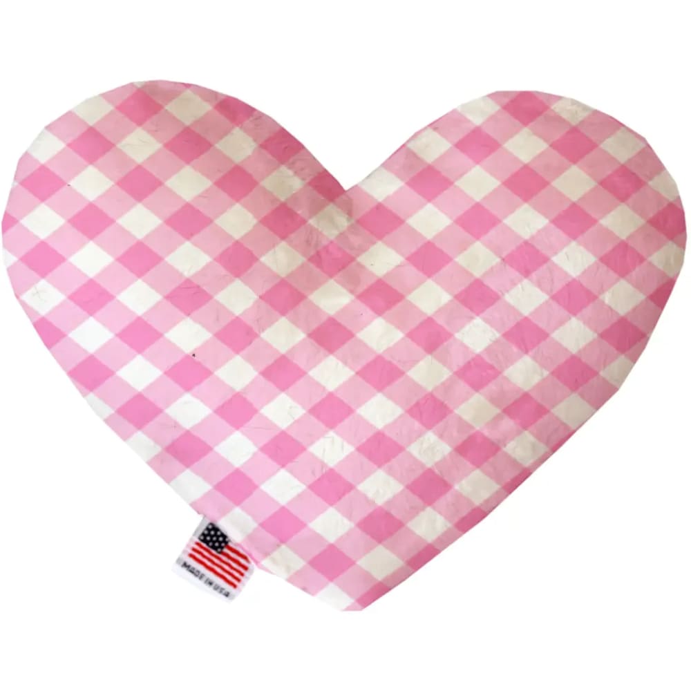 Baby Pink Plaid Heart Dog Toy - Heart Dog Toys