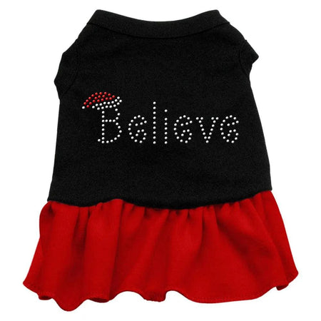 Believe Rhinestone Pet Dress - Christmas Dress