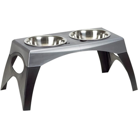 Bergan Pet Elevated Feeder Black / Gray; Three Sizes