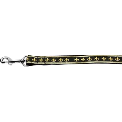 Black And Gold Fleur De Lis Nylon Dog Collars & Leashes