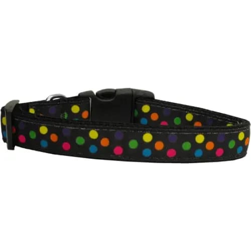 Black Multi-Dot Nylon Dog Collars & Leashes - Dog Collars