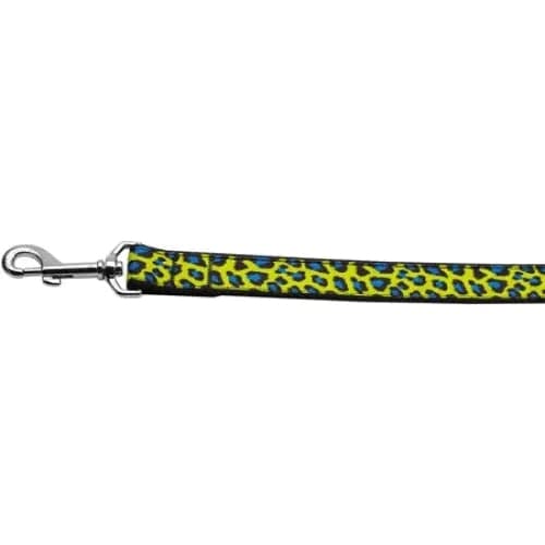 Blue And Yellow Leopard Nylon Dog Collars & Leashes - Dog