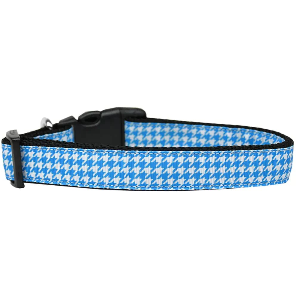 Blue Houndstooth Nylon Cat Collar - Cat Collars - Classic