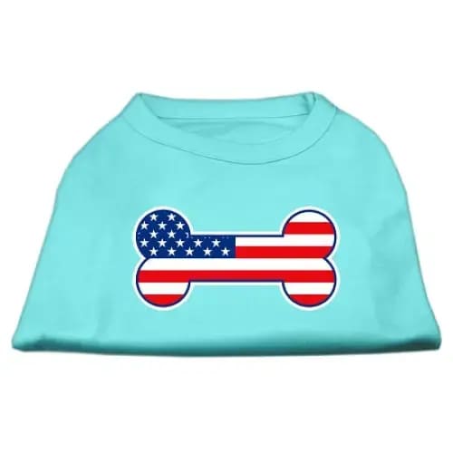 Bone Shaped American Flag Screen Print Dog Shirt - Screen