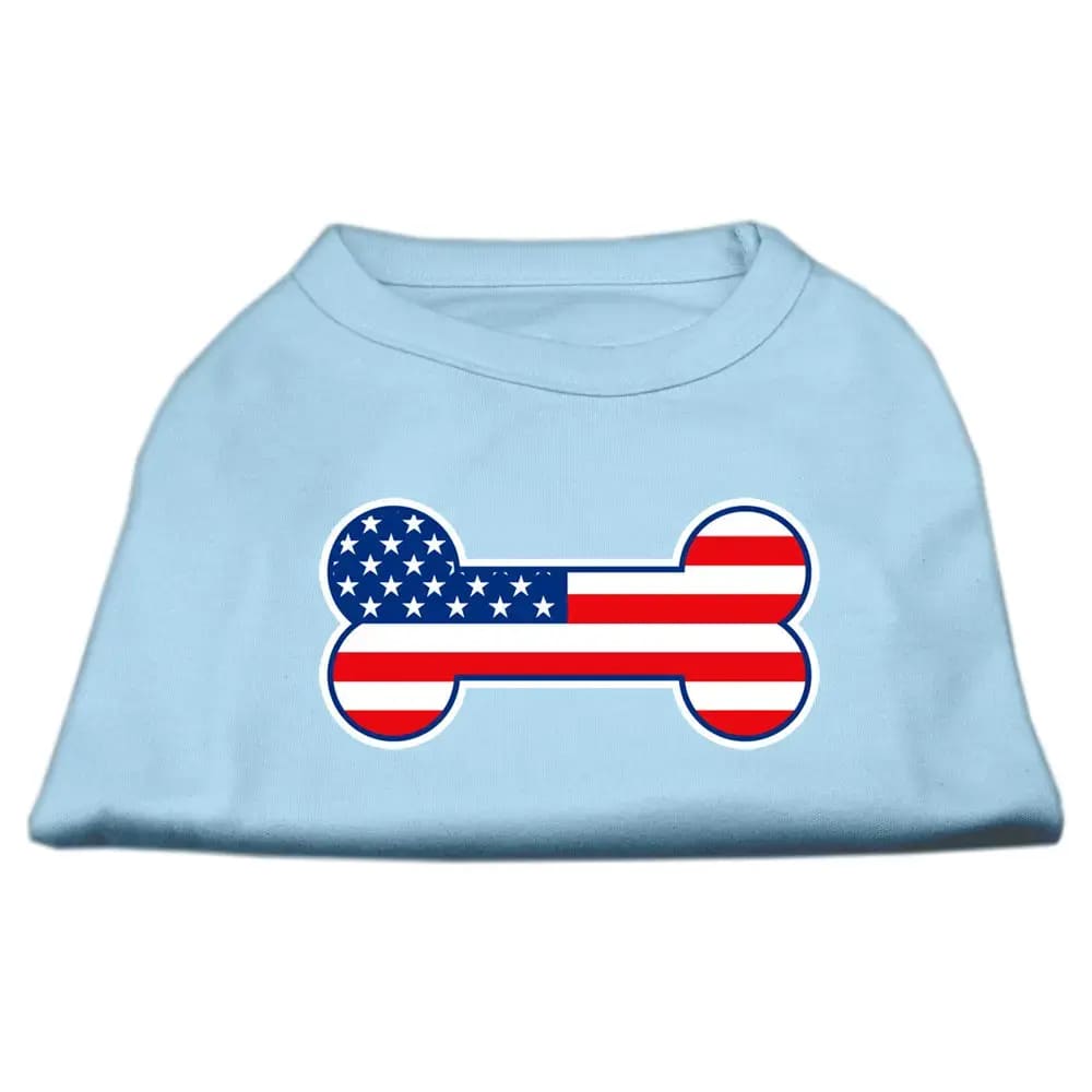 Bone Shaped American Flag Screen Print Dog Shirt - Screen