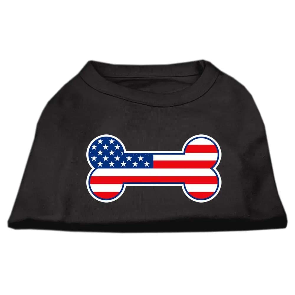 Bone Shaped American Flag Screen Print Dog Shirt - Screen