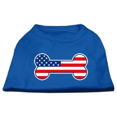 Bone Shaped American Flag Screen Print Dog Shirt - Screen