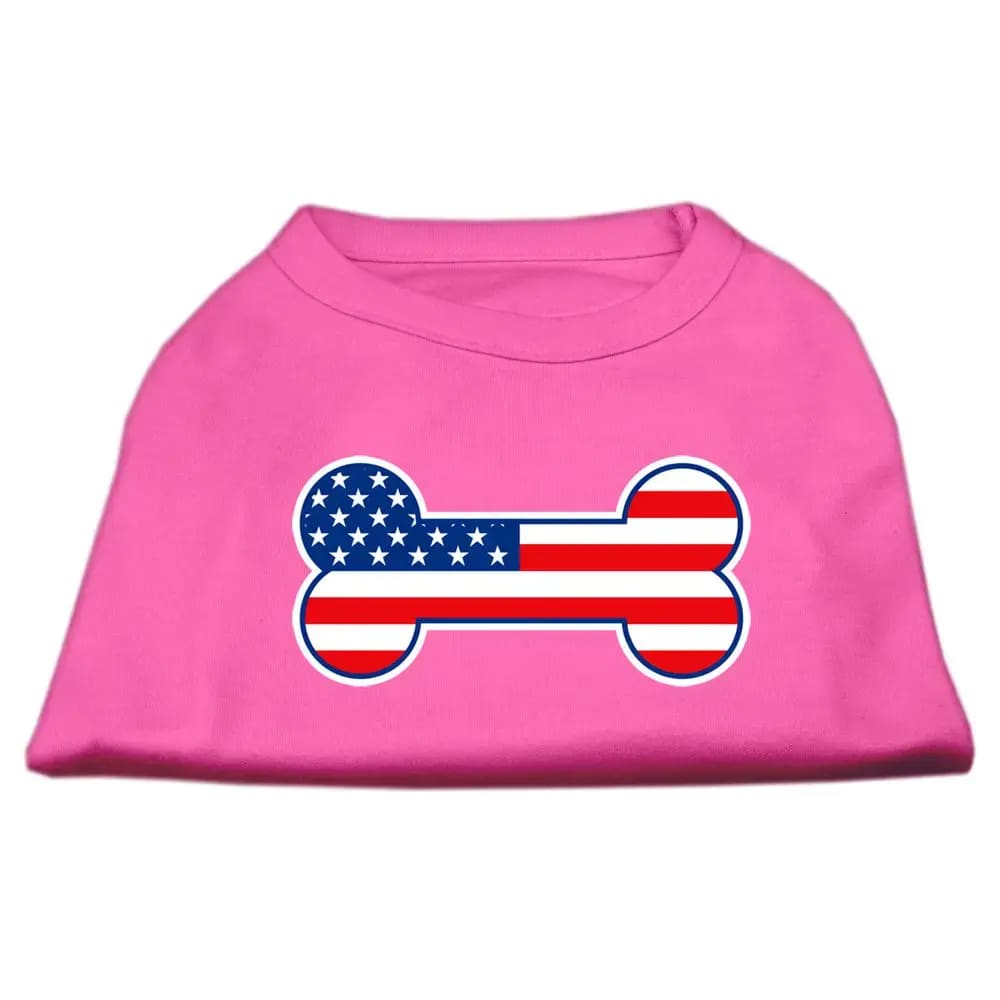 Bone Shaped American Flag Screen Print Dog Shirt - Screen