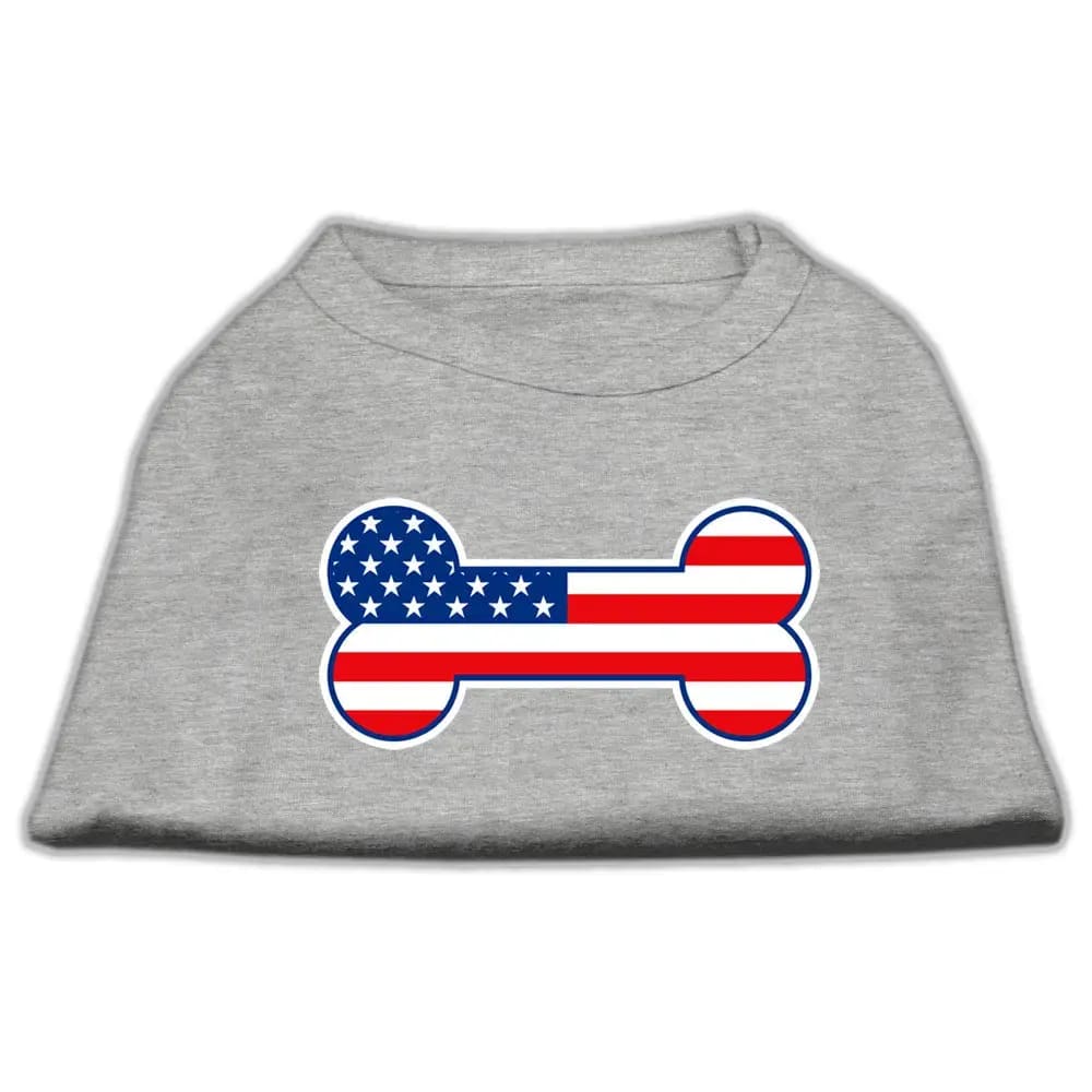 Bone Shaped American Flag Screen Print Dog Shirt - Screen