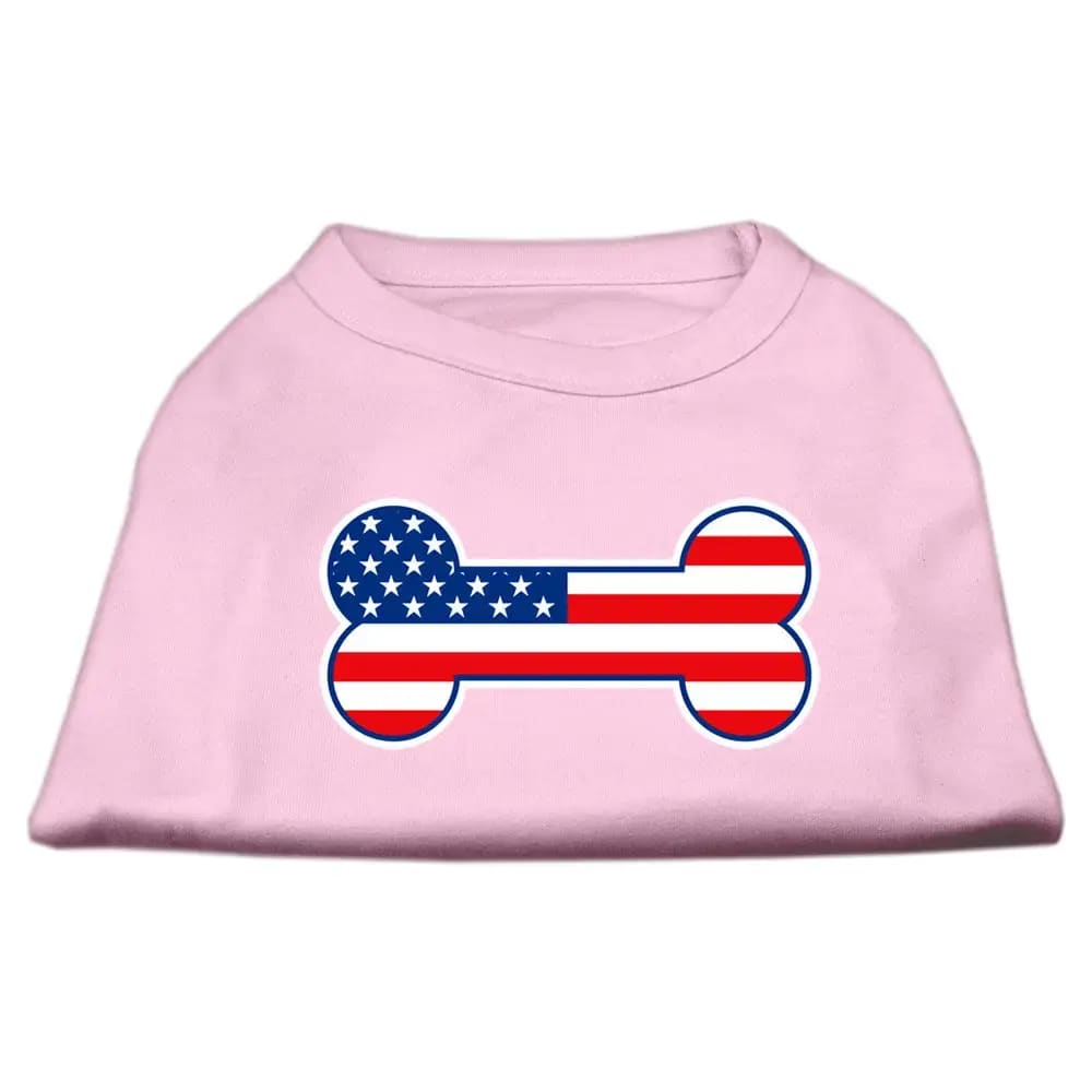 Bone Shaped American Flag Screen Print Dog Shirt - Screen