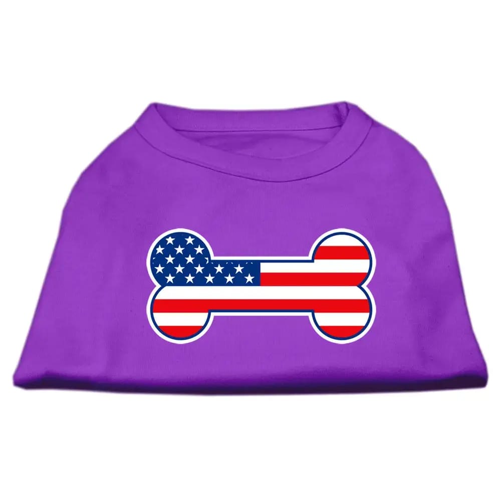 Bone Shaped American Flag Screen Print Dog Shirt - Screen