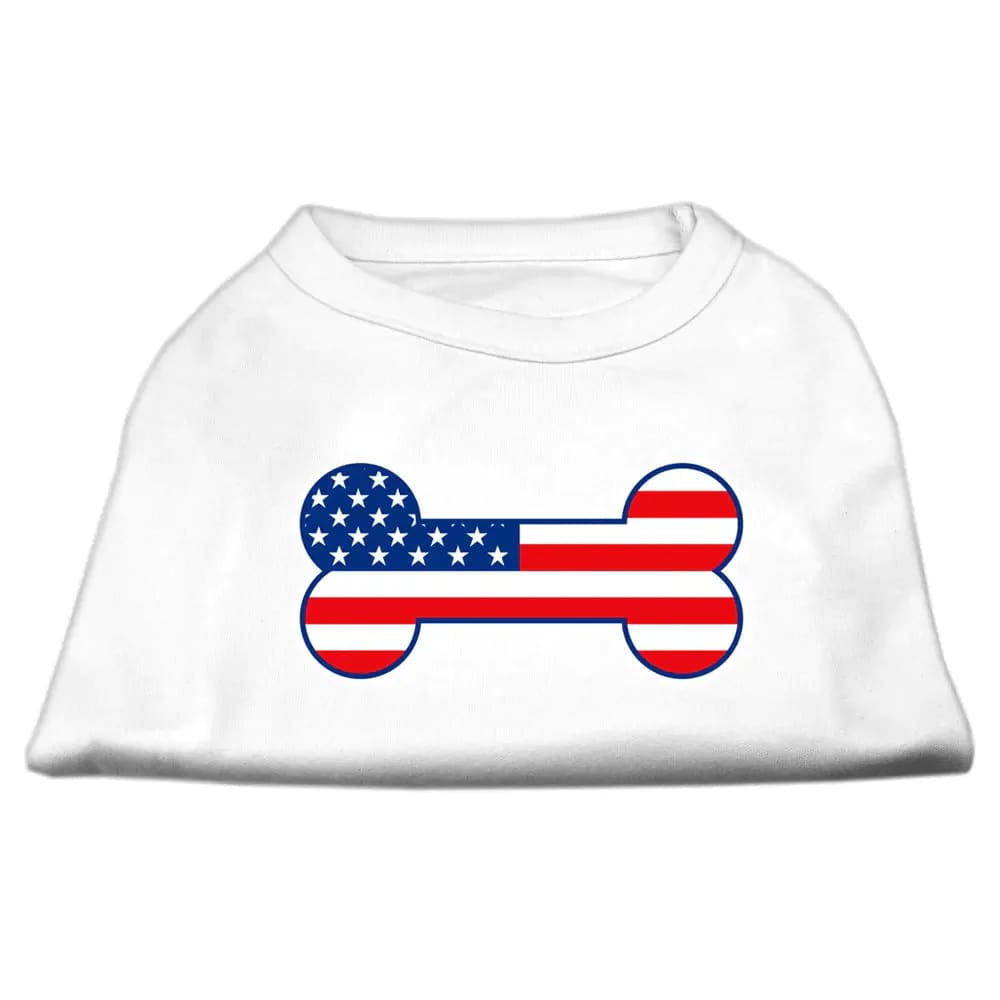 Bone Shaped American Flag Screen Print Dog Shirt - Screen