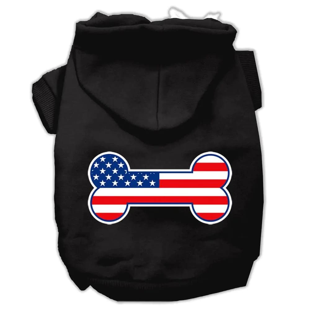 Bone Shaped American Flag Screen Print Pet Hoodies - Screen