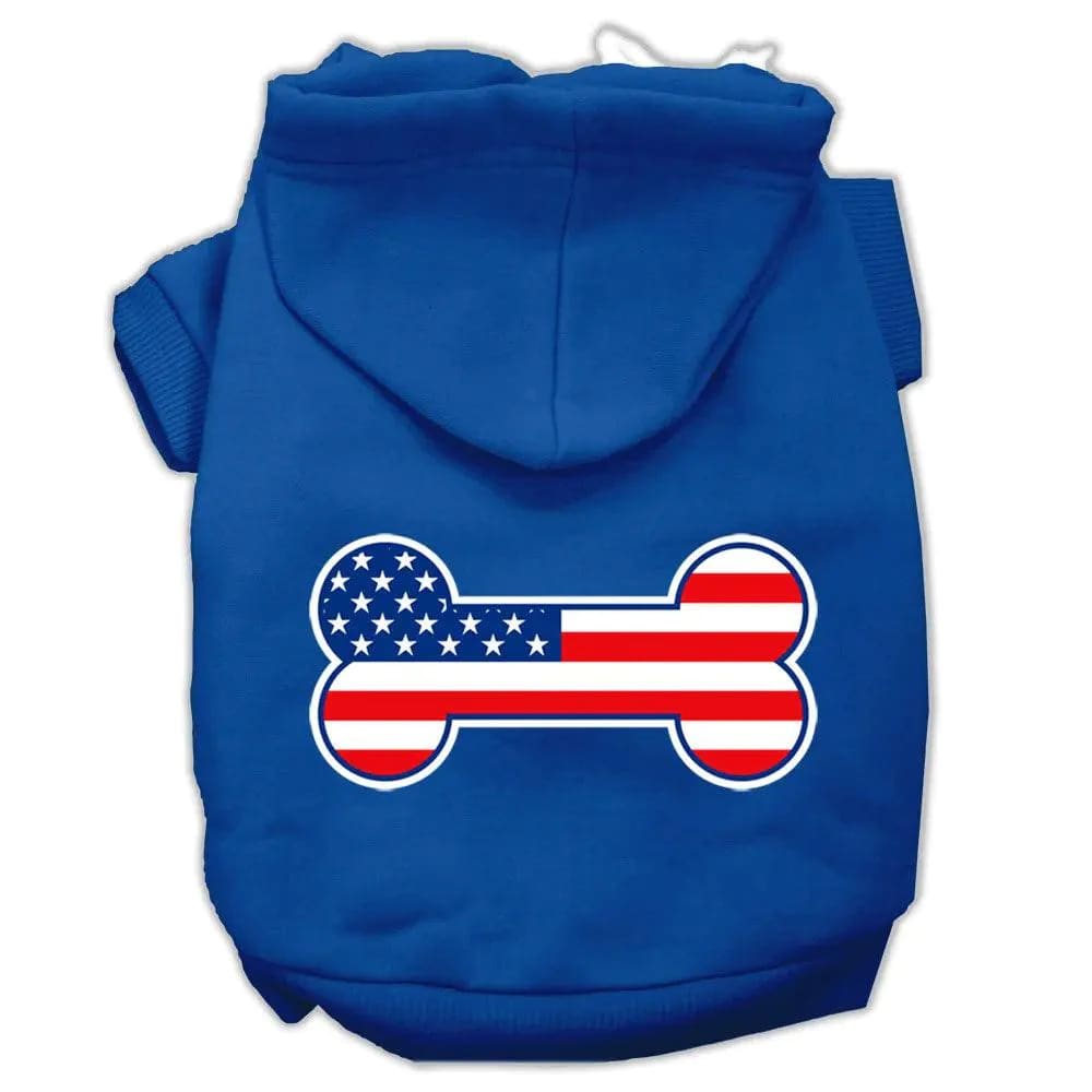 Bone Shaped American Flag Screen Print Pet Hoodies - Screen