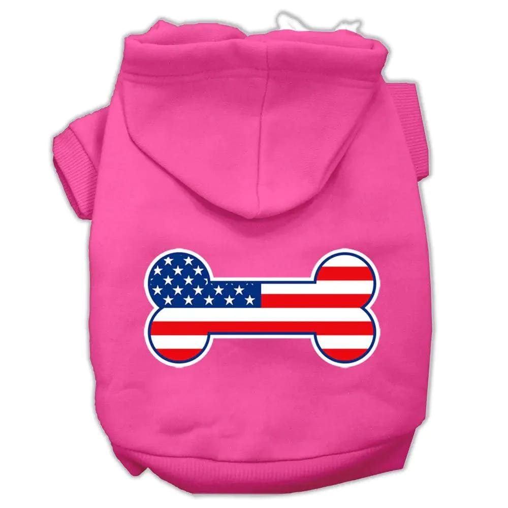 Bone Shaped American Flag Screen Print Pet Hoodies - Screen