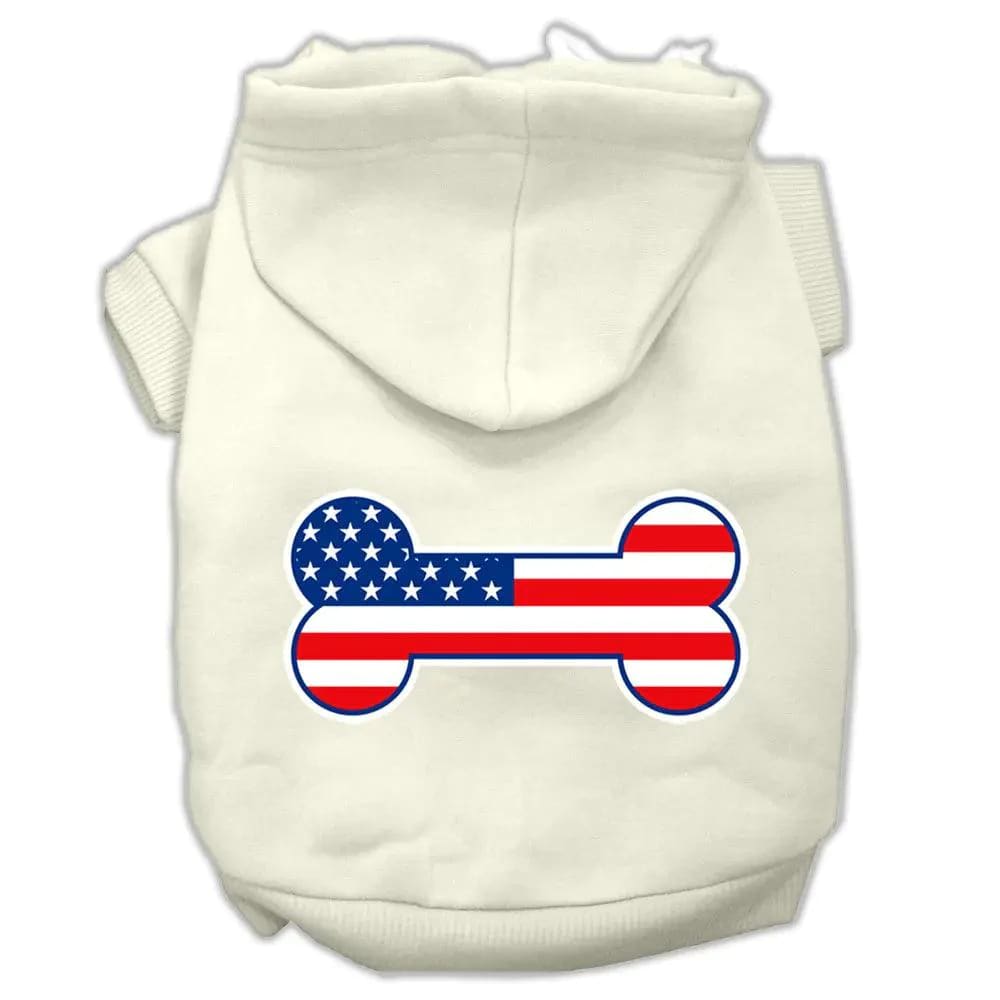 Bone Shaped American Flag Screen Print Pet Hoodies - Screen