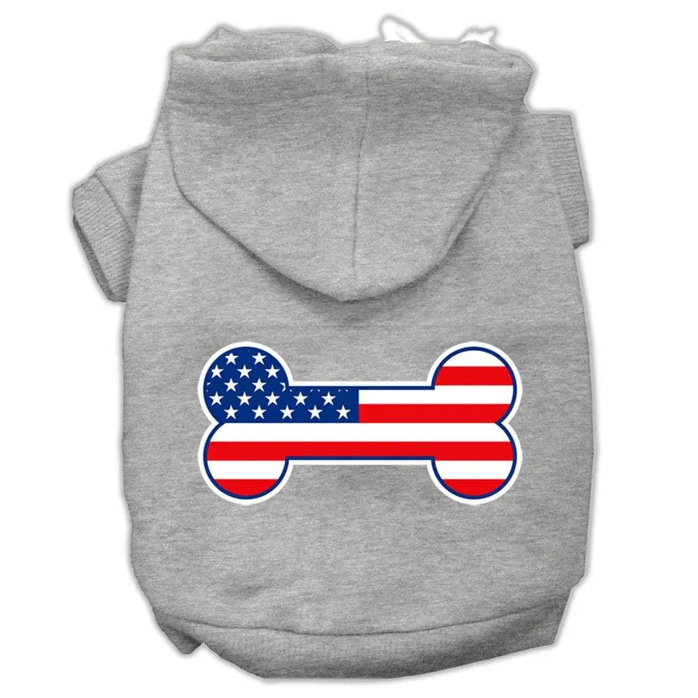 Bone Shaped American Flag Screen Print Pet Hoodies - Screen