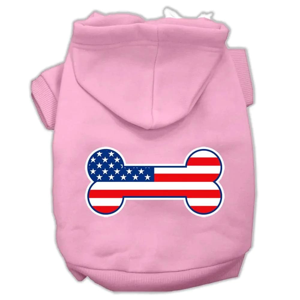 Bone Shaped American Flag Screen Print Pet Hoodies - Screen