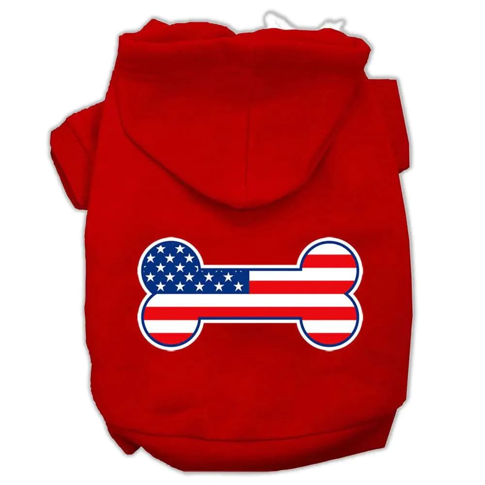 Bone Shaped American Flag Screen Print Pet Hoodies - Screen