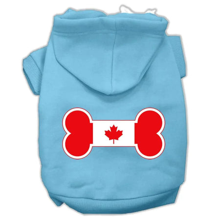 Bone Shaped Canadian Flag Screen Print Pet Hoodies - Screen