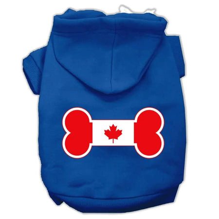 Bone Shaped Canadian Flag Screen Print Pet Hoodies - Screen