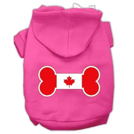 Bone Shaped Canadian Flag Screen Print Pet Hoodies - Screen