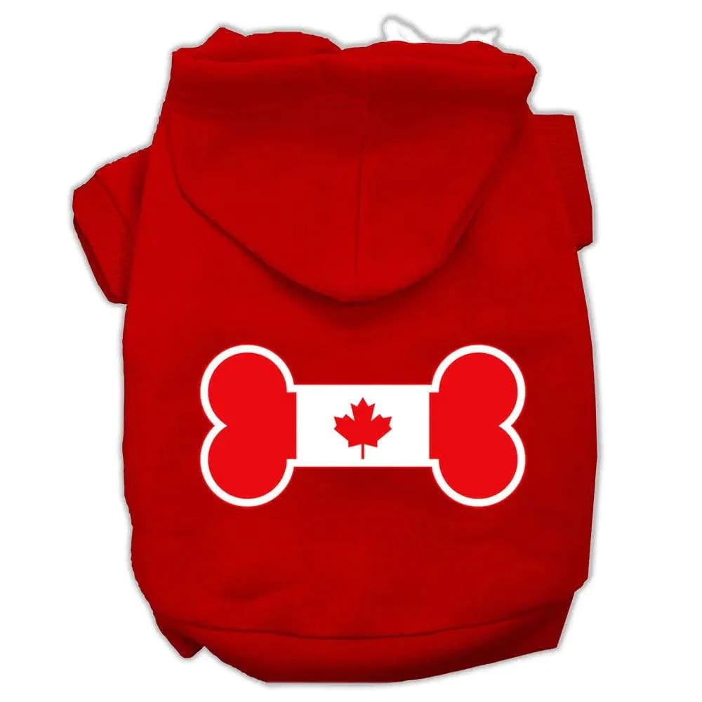 Bone Shaped Canadian Flag Screen Print Pet Hoodies - Screen