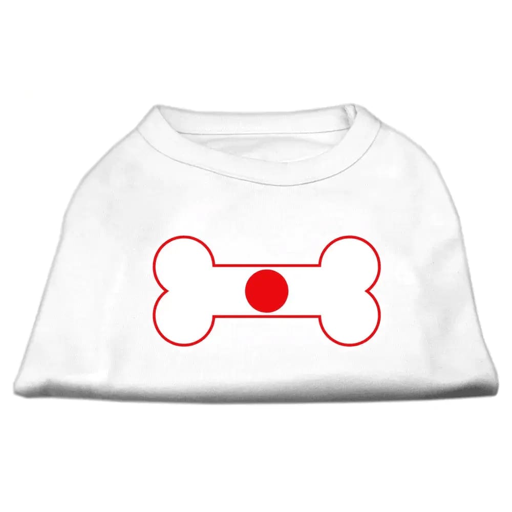 Bone Shaped Japan Flag Screen Print Pet Shirt - Screen