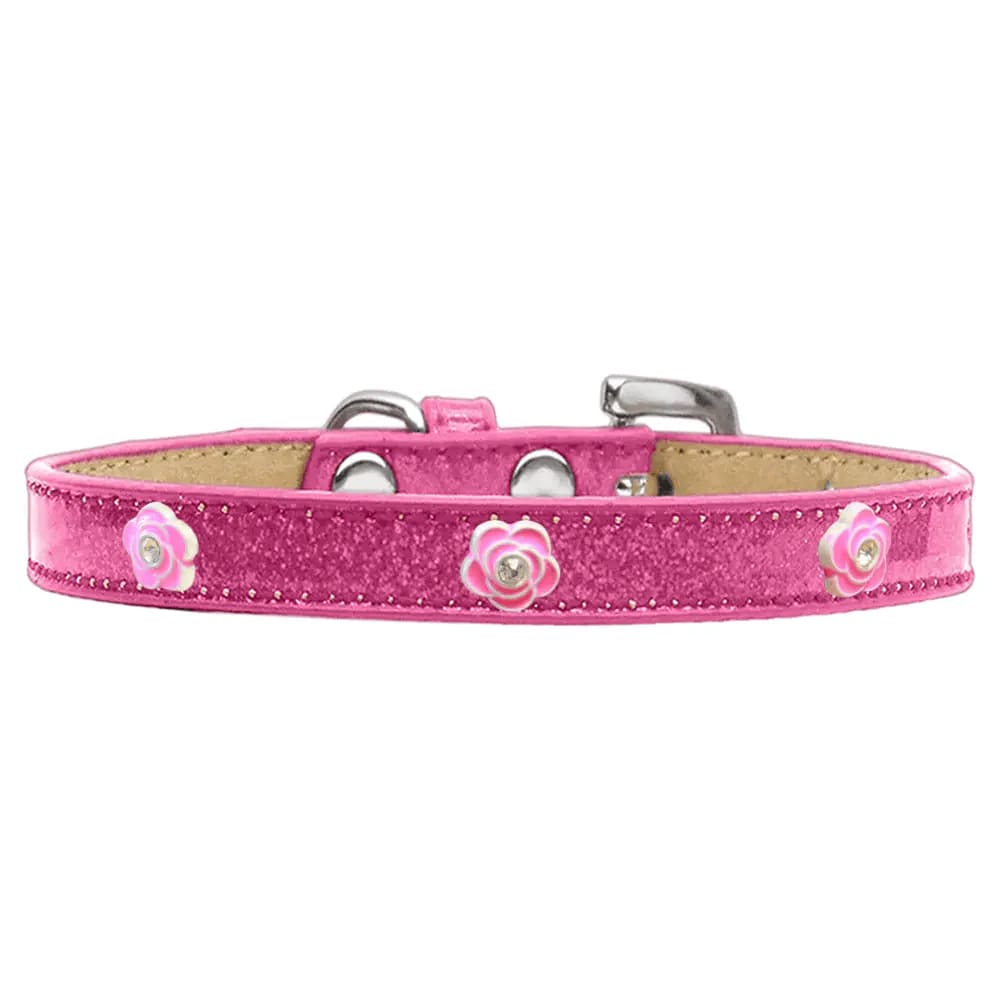 Bright Pink Rose Widget Dog Collar Ice Cream - Dog Collars