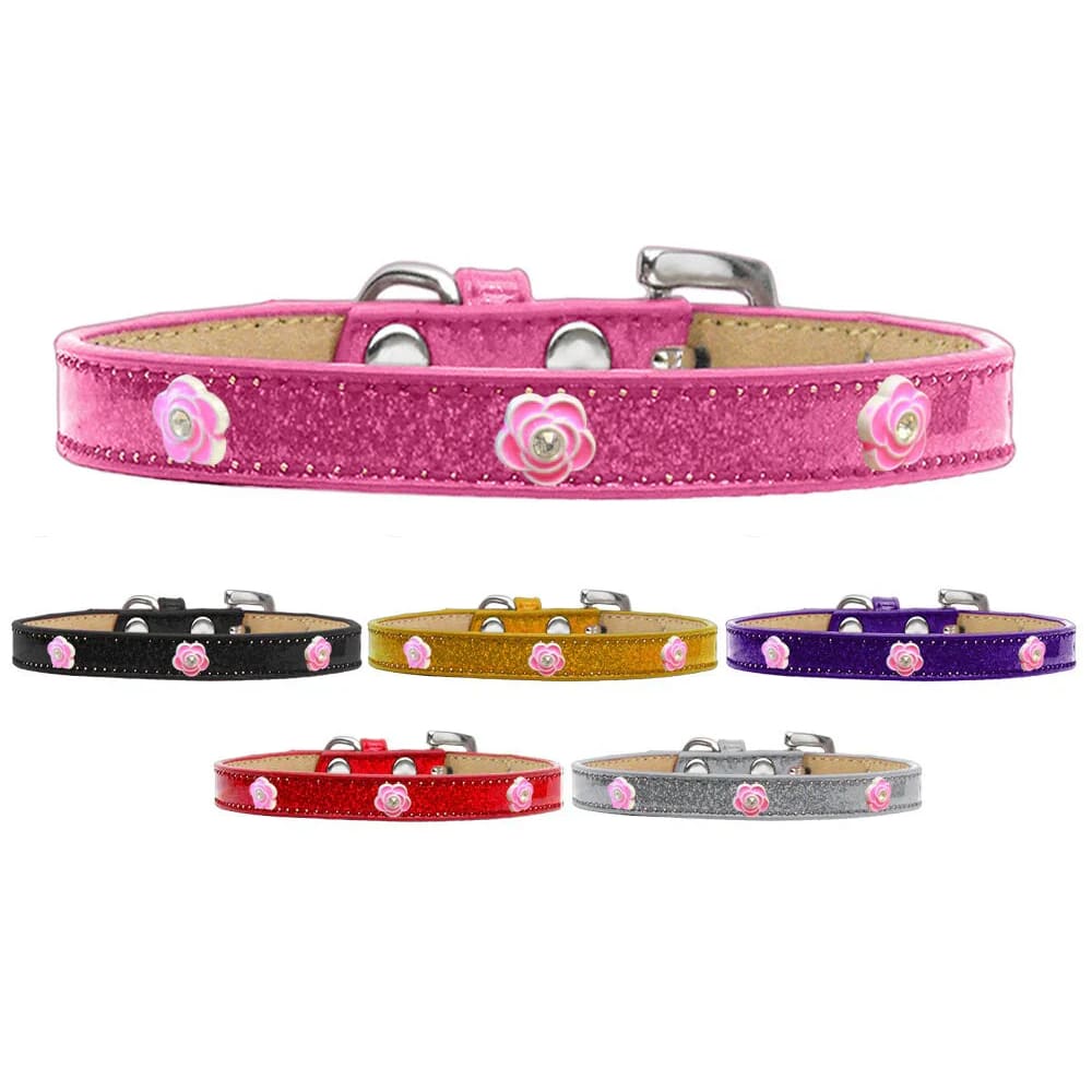 Bright Pink Rose Widget Dog Collar Ice Cream - Dog Collars