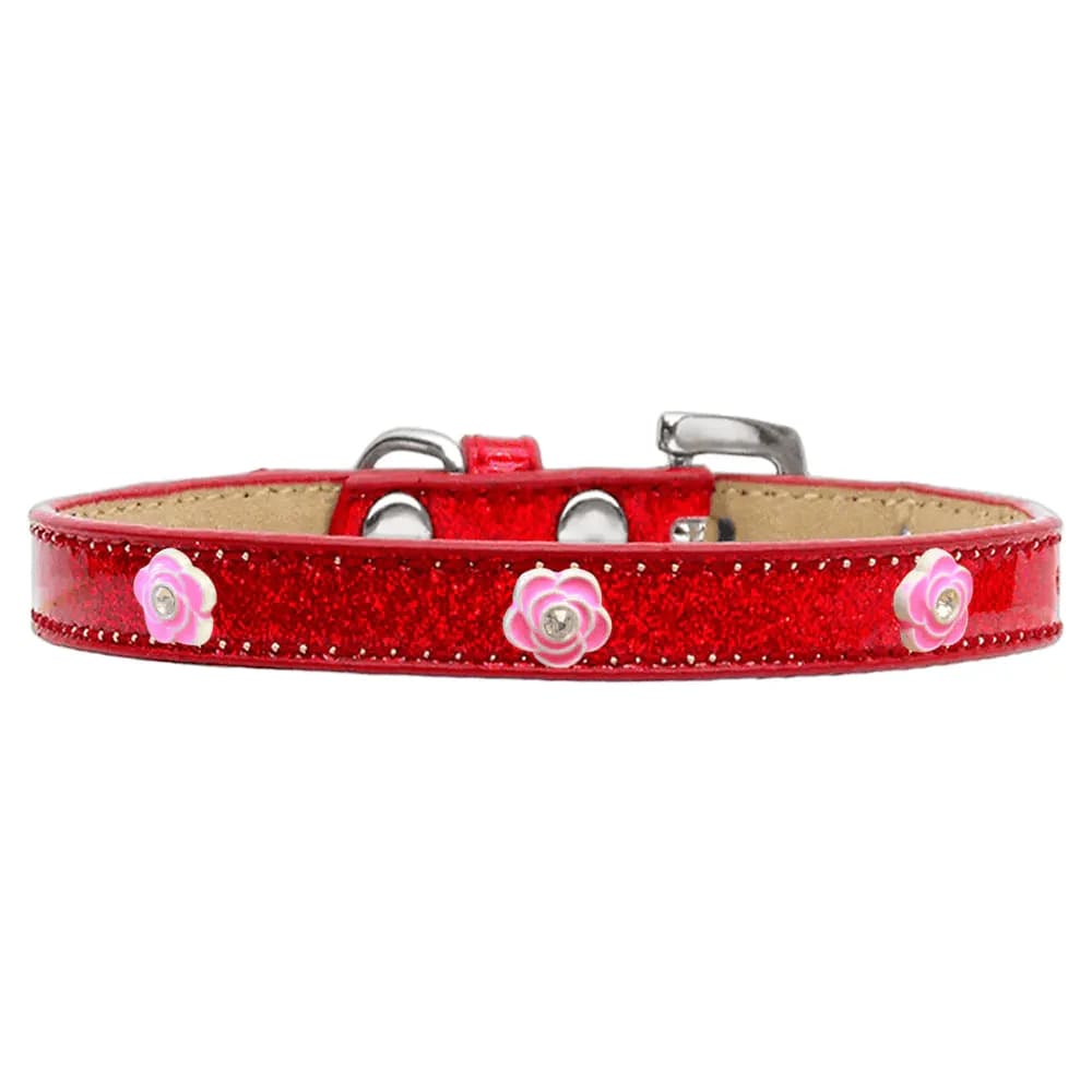 Bright Pink Rose Widget Dog Collar Ice Cream - Dog Collars