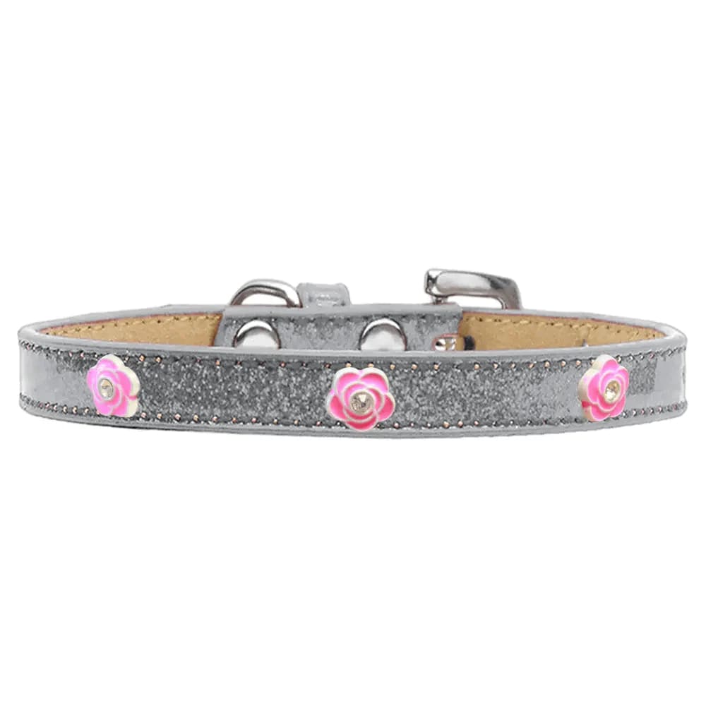 Bright Pink Rose Widget Dog Collar Ice Cream - Dog Collars