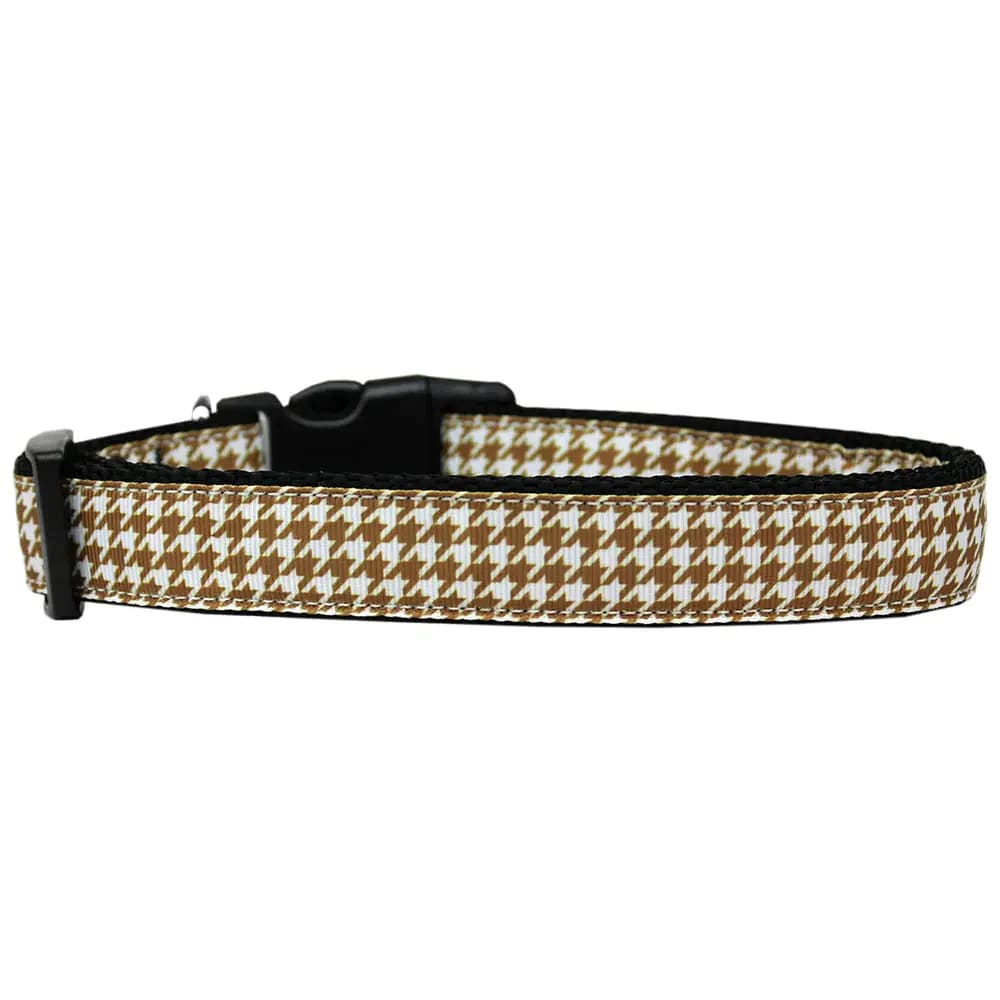 Brown Houndstooth Nylon Cat Collar - Cat Collars - Classic